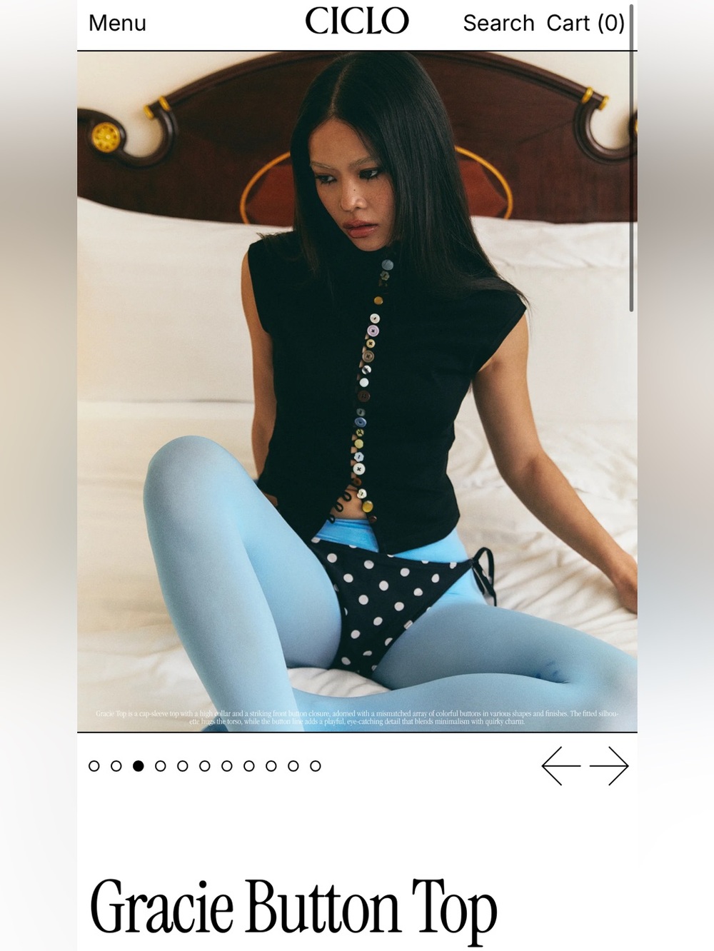 Gracie Button Crop Top in Black